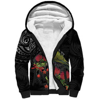 Meri Kirihimete Kakapo Sherpa Hoodie Black Silver Fern Christmas Vibe LT9 Unisex Black - Polynesian Pride