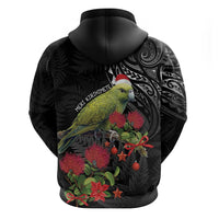 Meri Kirihimete Kakapo Zip Hoodie Black Silver Fern Christmas Vibe LT9 - Polynesian Pride