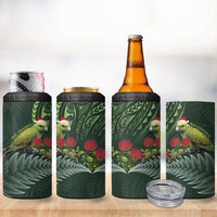 Meri Kirihimete Kakapo 4 in 1 Can Cooler Tumbler Green Silver Fern Christmas Vibe LT9 - Polynesian Pride