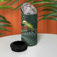 Meri Kirihimete Kakapo 4 in 1 Can Cooler Tumbler Green Silver Fern Christmas Vibe LT9 - Polynesian Pride