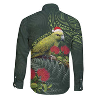 Meri Kirihimete Kakapo Family Matching Long Sleeve Bodycon Dress and Hawaiian Shirt Green Silver Fern Christmas Vibe LT9 - Polynesian Pride