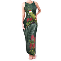 Meri Kirihimete Kakapo Family Matching Tank Maxi Dress and Hawaiian Shirt Green Silver Fern Christmas Vibe LT9 Mom's Dress Green - Polynesian Pride