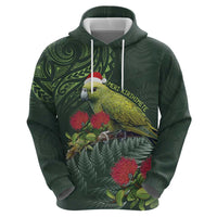 Meri Kirihimete Kakapo Hoodie Green Silver Fern Christmas Vibe LT9 - Polynesian Pride