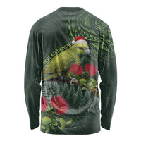 Meri Kirihimete Kakapo Long Sleeve Shirt Green Silver Fern Christmas Vibe LT9 - Polynesian Pride