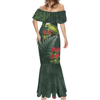 Meri Kirihimete Kakapo Mermaid Dress Green Silver Fern Christmas Vibe LT9 - Polynesian Pride