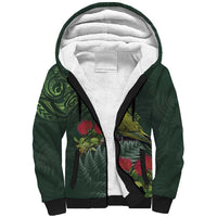 Meri Kirihimete Kakapo Sherpa Hoodie Green Silver Fern Christmas Vibe LT9 Unisex Green - Polynesian Pride