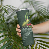 Meri Kirihimete Kakapo Skinny Tumbler Green Silver Fern Christmas Vibe LT9 - Polynesian Pride