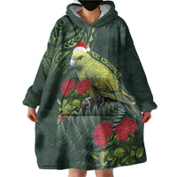 Meri Kirihimete Kakapo Wearable Blanket Hoodie Green Silver Fern Christmas Vibe LT9 - Polynesian Pride
