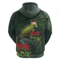 Meri Kirihimete Kakapo Zip Hoodie Green Silver Fern Christmas Vibe LT9 - Polynesian Pride
