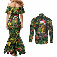 Meri Kirihimete Kakapo Couples Matching Mermaid Dress and Long Sleeve Button Shirt New Zealand Christmas with Tropical Vibe LT9 - Polynesian Pride