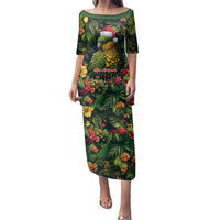 Meri Kirihimete Kakapo Family Matching Puletasi and Hawaiian Shirt New Zealand Christmas with Tropical Vibe LT9 Mom's Dress Green - Polynesian Pride