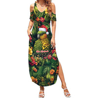 Meri Kirihimete Kakapo Family Matching Summer Maxi Dress and Hawaiian Shirt New Zealand Christmas with Tropical Vibe LT9 Mom's Dress Green - Polynesian Pride