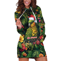 Meri Kirihimete Kakapo Hoodie Dress New Zealand Christmas with Tropical Vibe LT9 Green - Polynesian Pride