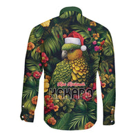 Meri Kirihimete Kakapo Long Sleeve Button Shirt New Zealand Christmas with Tropical Vibe LT9 - Polynesian Pride