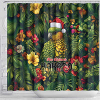Meri Kirihimete Kakapo Shower Curtain New Zealand Christmas with Tropical Vibe LT9 - Polynesian Pride