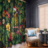 Meri Kirihimete Kakapo Window Curtain New Zealand Christmas with Tropical Vibe LT9 - Polynesian Pride