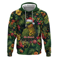 Meri Kirihimete Kakapo Zip Hoodie New Zealand Christmas with Tropical Vibe LT9 Pullover Hoodie Green - Polynesian Pride