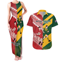 Australia-Tonga Rugby Pacific Custom Couples Matching Tank Maxi Dress and Hawaiian Shirt The Kangaroos and Mate Ma'a Tonga LT9 Red-Green - Polynesian Pride
