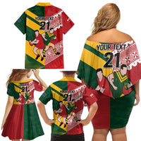 Australia-Tonga Rugby Pacific Custom Family Matching Off Shoulder Short Dress and Hawaiian Shirt The Kangaroos and Mate Ma'a Tonga LT9 - Polynesian Pride