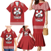 Tonga Rugby XIII Custom Family Matching Mermaid Dress and Hawaiian Shirt Mate Ma'a Tonga with Ngatu Pattern LT9 - Polynesian Pride