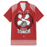 Tonga Rugby XIII Custom Family Matching Short Sleeve Bodycon Dress and Hawaiian Shirt Mate Ma'a Tonga with Ngatu Pattern LT9 Dad's Shirt - Short Sleeve Red - Polynesian Pride