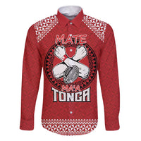 Tonga Rugby XIII Custom Family Matching Short Sleeve Bodycon Dress and Hawaiian Shirt Mate Ma'a Tonga with Ngatu Pattern LT9 Dad's Shirt - Long Sleeve Red - Polynesian Pride