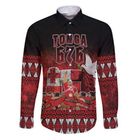 Custom Tonga 676 Haamonga a Maui Family Matching Off The Shoulder Long Sleeve Dress and Hawaiian Shirt Tongan Sipi Tau Unique Dance LT9 Dad's Shirt - Long Sleeve Red - Polynesian Pride