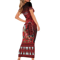 Custom Tonga 676 Haamonga a Maui Short Sleeve Bodycon Dress Tongan Sipi Tau Unique Dance LT9 - Polynesian Pride