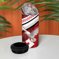 Custom Tonga XIII Rugby Tribal Tattoo 4 in 1 Can Cooler Tumbler Mate Ma'a Tonga Kupesi Ngatu Grunge Style LT9 - Polynesian Pride