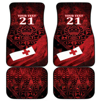Custom Tonga XIII Rugby Tribal Tattoo Car Mats Mate Ma'a Tonga Kupesi Ngatu Grunge Style LT9 - Polynesian Pride