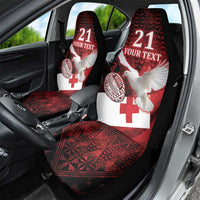 Custom Tonga XIII Rugby Tribal Tattoo Car Seat Cover Mate Ma'a Tonga Kupesi Ngatu Grunge Style LT9 - Polynesian Pride