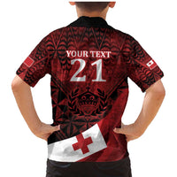 Custom Tonga XIII Rugby Tribal Tattoo Family Matching Mermaid Dress and Hawaiian Shirt Mate Ma'a Tonga Kupesi Ngatu Grunge Style LT9 - Polynesian Pride