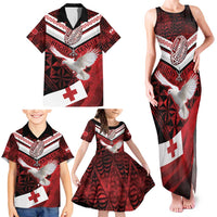 Custom Tonga XIII Rugby Tribal Tattoo Family Matching Tank Maxi Dress and Hawaiian Shirt Mate Ma'a Tonga Kupesi Ngatu Grunge Style LT9 - Polynesian Pride