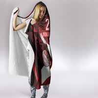 Custom Tonga XIII Rugby Tribal Tattoo Hooded Blanket Mate Ma'a Tonga Kupesi Ngatu Grunge Style LT9 - Polynesian Pride