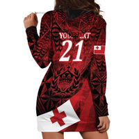 Custom Tonga XIII Rugby Tribal Tattoo Hoodie Dress Mate Ma'a Tonga Kupesi Ngatu Grunge Style LT9 - Polynesian Pride