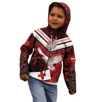 Custom Tonga XIII Rugby Tribal Tattoo Kid Hoodie Mate Ma'a Tonga Kupesi Ngatu Grunge Style LT9 - Polynesian Pride