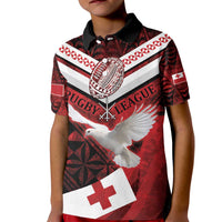 Custom Tonga XIII Rugby Tribal Tattoo Kid Polo Shirt Mate Ma'a Tonga Kupesi Ngatu Grunge Style LT9 Kid Red - Polynesian Pride