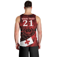 Custom Tonga XIII Rugby Tribal Tattoo Men Tank Top Mate Ma'a Tonga Kupesi Ngatu Grunge Style LT9 - Polynesian Pride