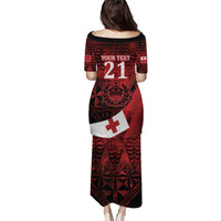 Custom Tonga XIII Rugby Tribal Tattoo Puletasi Mate Ma'a Tonga Kupesi Ngatu Grunge Style LT9 - Polynesian Pride
