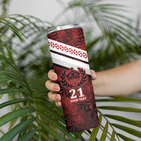 Custom Tonga XIII Rugby Tribal Tattoo Skinny Tumbler Mate Ma'a Tonga Kupesi Ngatu Grunge Style LT9 - Polynesian Pride