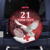 Custom Tonga XIII Rugby Tribal Tattoo Spare Tire Cover Mate Ma'a Tonga Kupesi Ngatu Grunge Style LT9 - Polynesian Pride