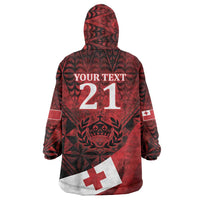 Custom Tonga XIII Rugby Tribal Tattoo Wearable Blanket Hoodie Mate Ma'a Tonga Kupesi Ngatu Grunge Style LT9 - Polynesian Pride