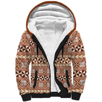 Pasifika Sataoa Pattern Simple Motif Sherpa Hoodie Brown Beige Tan LT9 Unisex Brown - Polynesian Pride