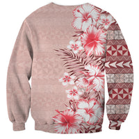 Pasifika Sataoa Pattern Plumeria Vintage Sweatshirt Cherry LT9 - Polynesian Pride