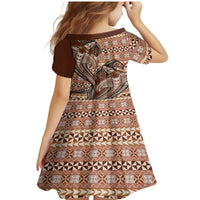 Vintage Hammerhead Shark Valentine Day Family Matching Mermaid Dress and Hawaiian Shirt Pasifika Sataoa Pattern - Brown Beige Tan LT9 - Polynesian Pride