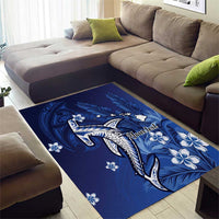 Personalized Hawaiian Maori Hammerhead Shark Area Rug Polu Plumeria - Polynesian Pride