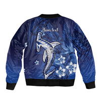 Personalized Hawaiian Maori Hammerhead Shark Bomber Jacket Polu Plumeria - Polynesian Pride