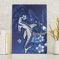 Personalized Hawaiian Maori Hammerhead Shark Canvas Wall Art Polu Plumeria - Polynesian Pride