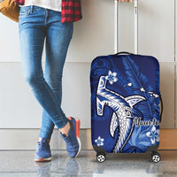 Personalized Hawaiian Maori Hammerhead Shark Luggage Cover Polu Plumeria - Polynesian Pride