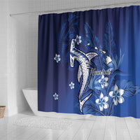 Personalized Hawaiian Maori Hammerhead Shark Shower Curtain Polu Plumeria - Polynesian Pride